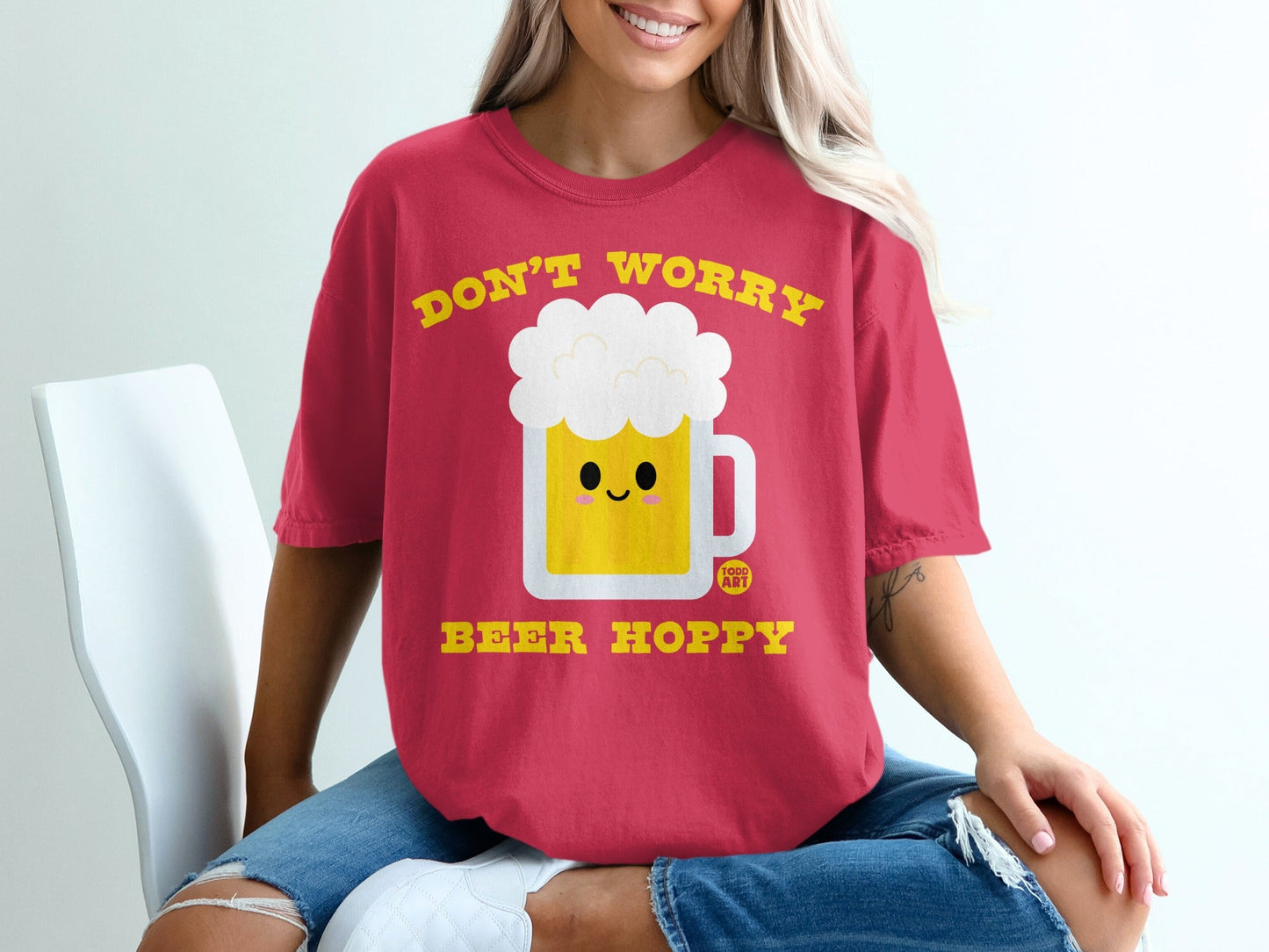 Don't Worry Beer Hoppy Graphic Print T-Shirt