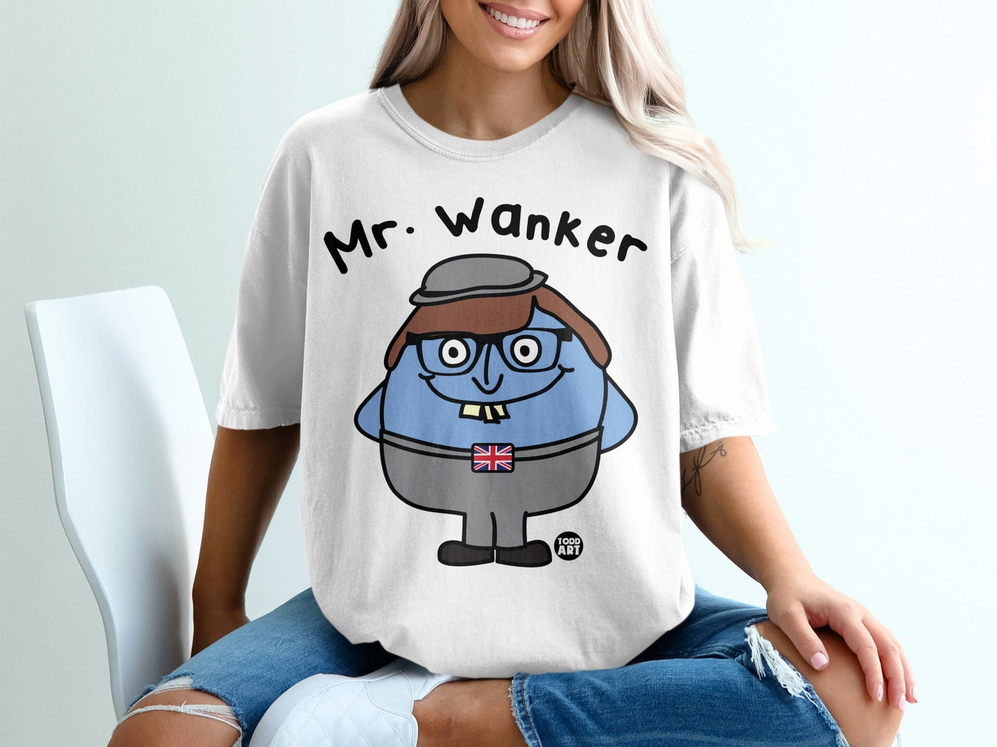 Mr. Wanker Graphic Tee Casual Funny Character Shirt