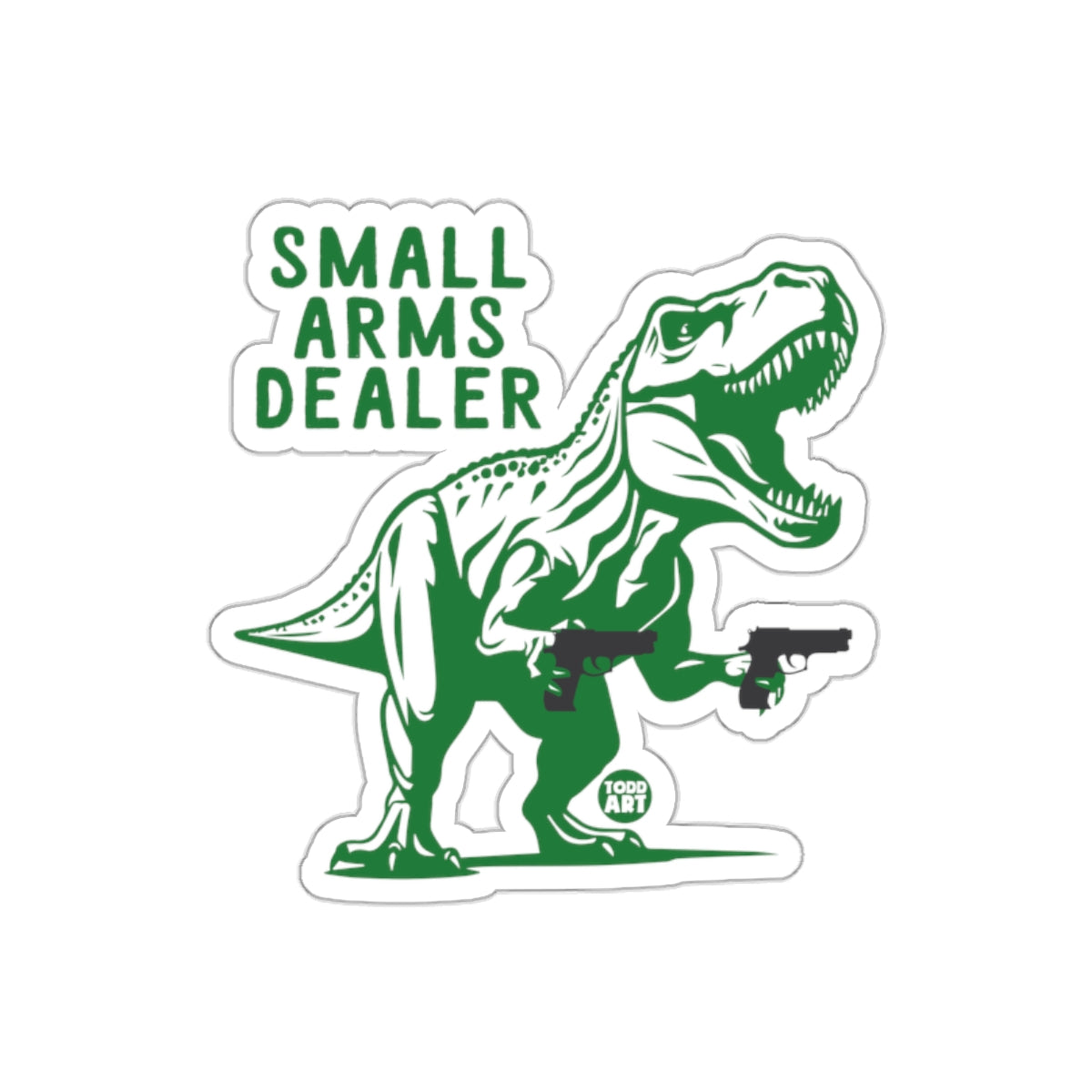 Small Arms Dealer Dinosaur Graphic Sticker