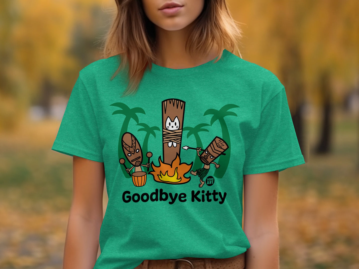 Goodbye Kitty Tropical Graphic T-Shirt