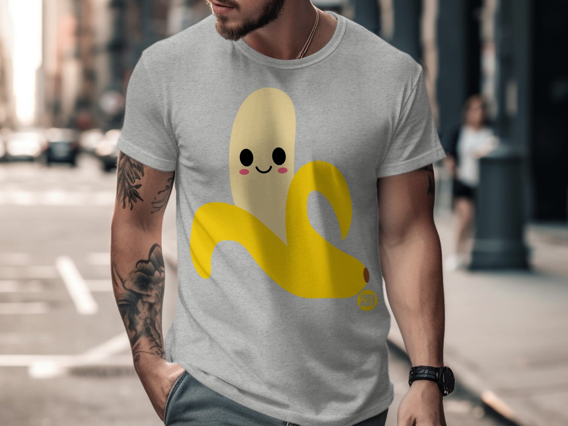 Happy Smiling Banana Graphic Design T-Shirt