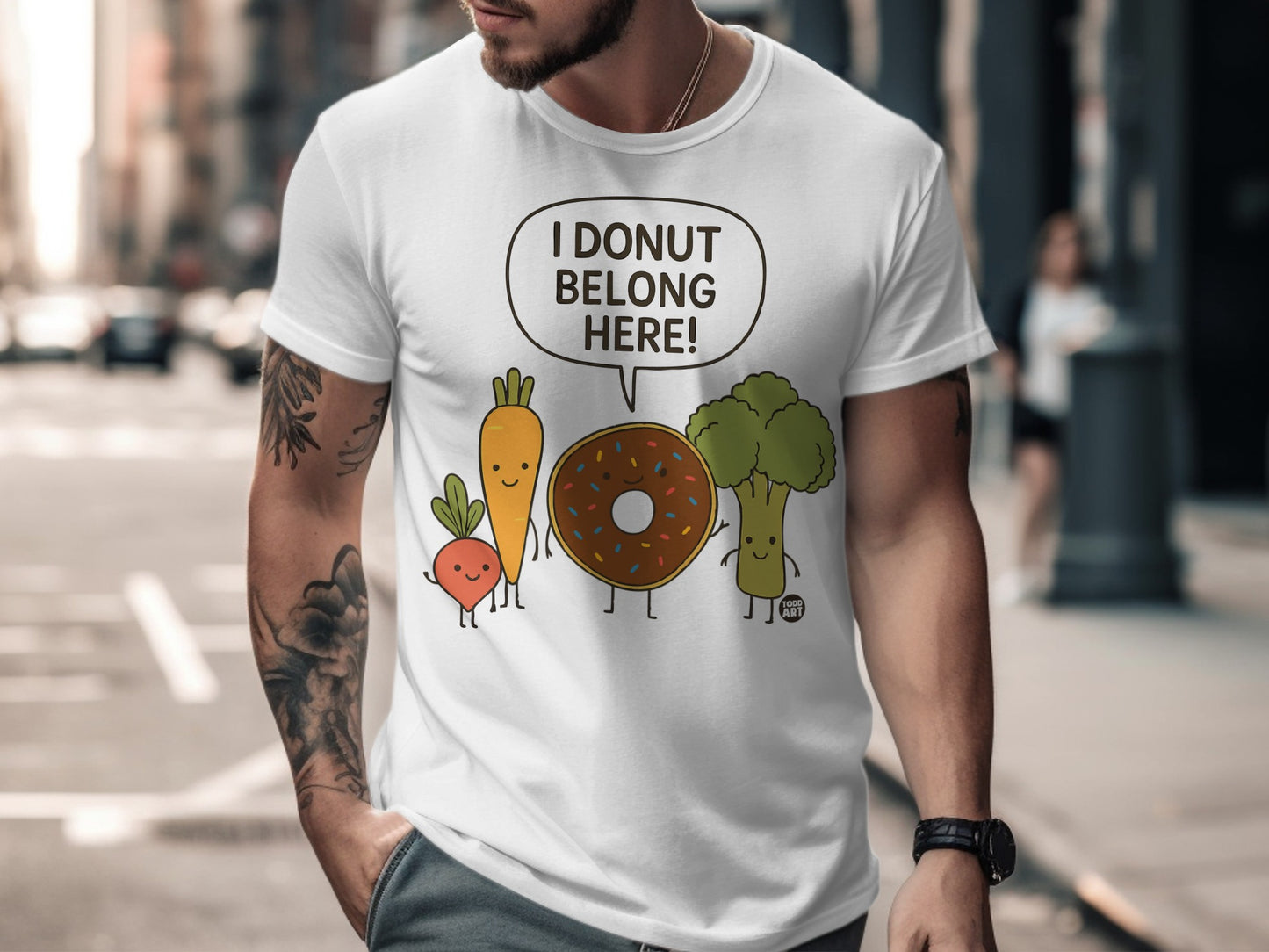 Funny Vegetable And Donut Unique Graphic Print Shirt
