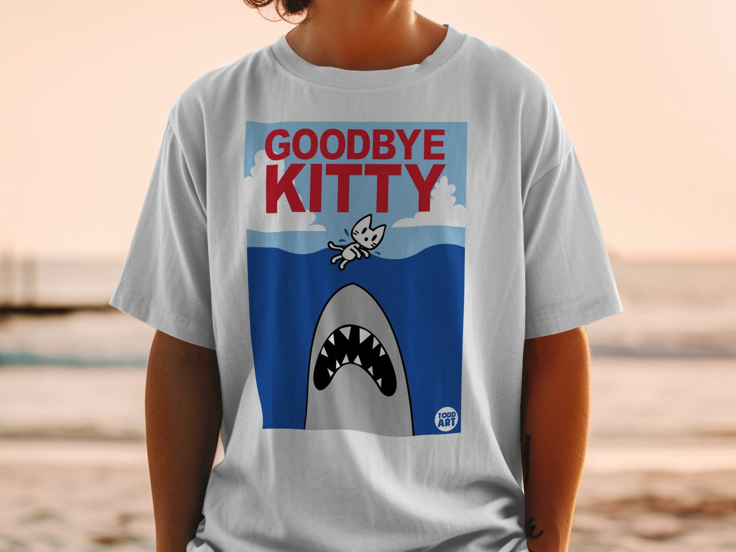 Goodbye Kitty Graphic Todd Art T-Shirt for Adults