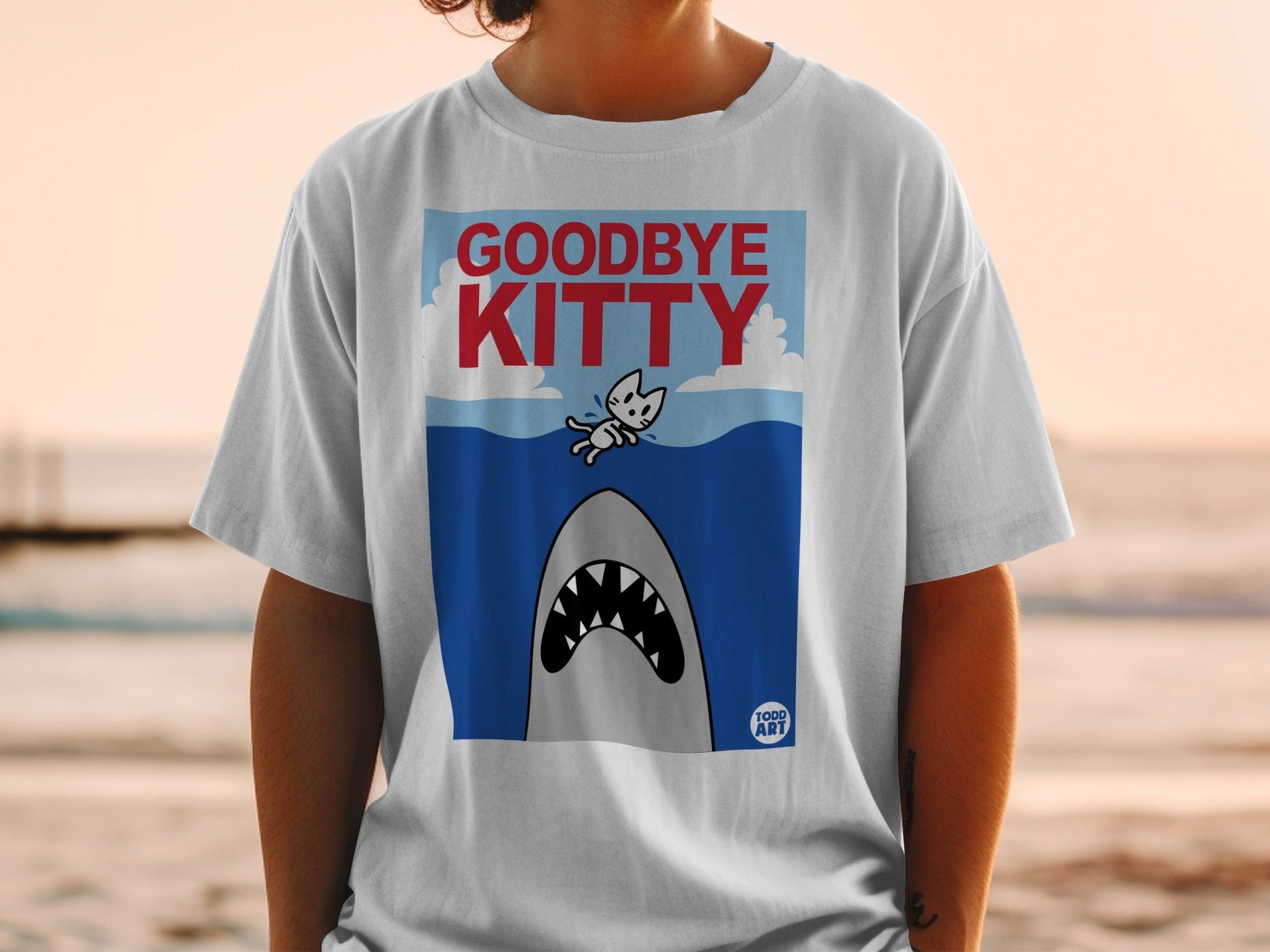 Goodbye Kitty Graphic Todd Art T-Shirt for Adults