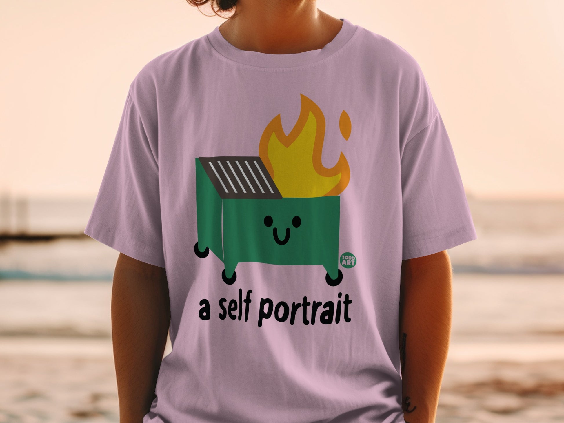 Burning Dumpster Happy Cartoon a self portrait graphic product type