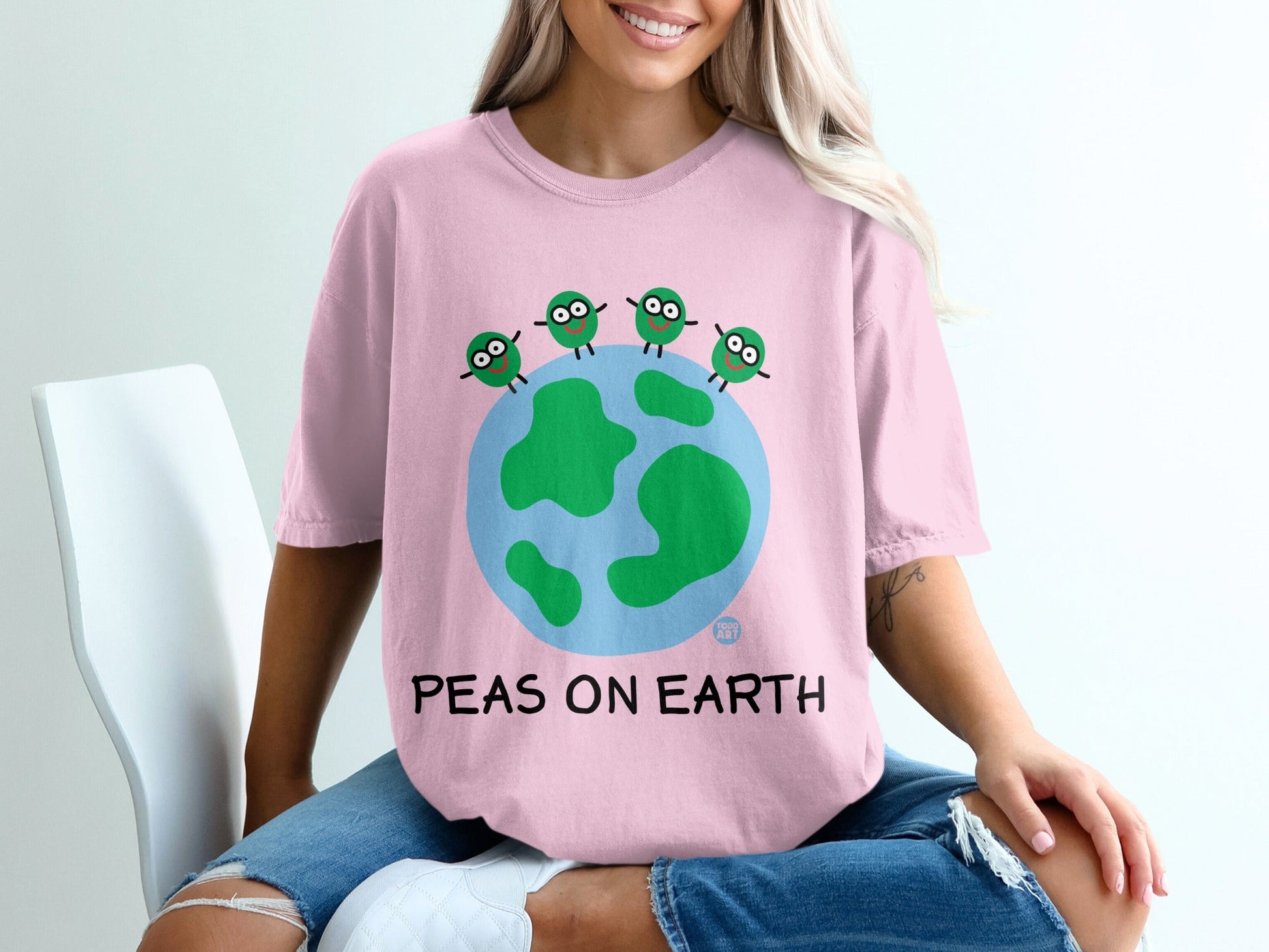 Peas on Earth Cute Green Earth Themed T-shirt