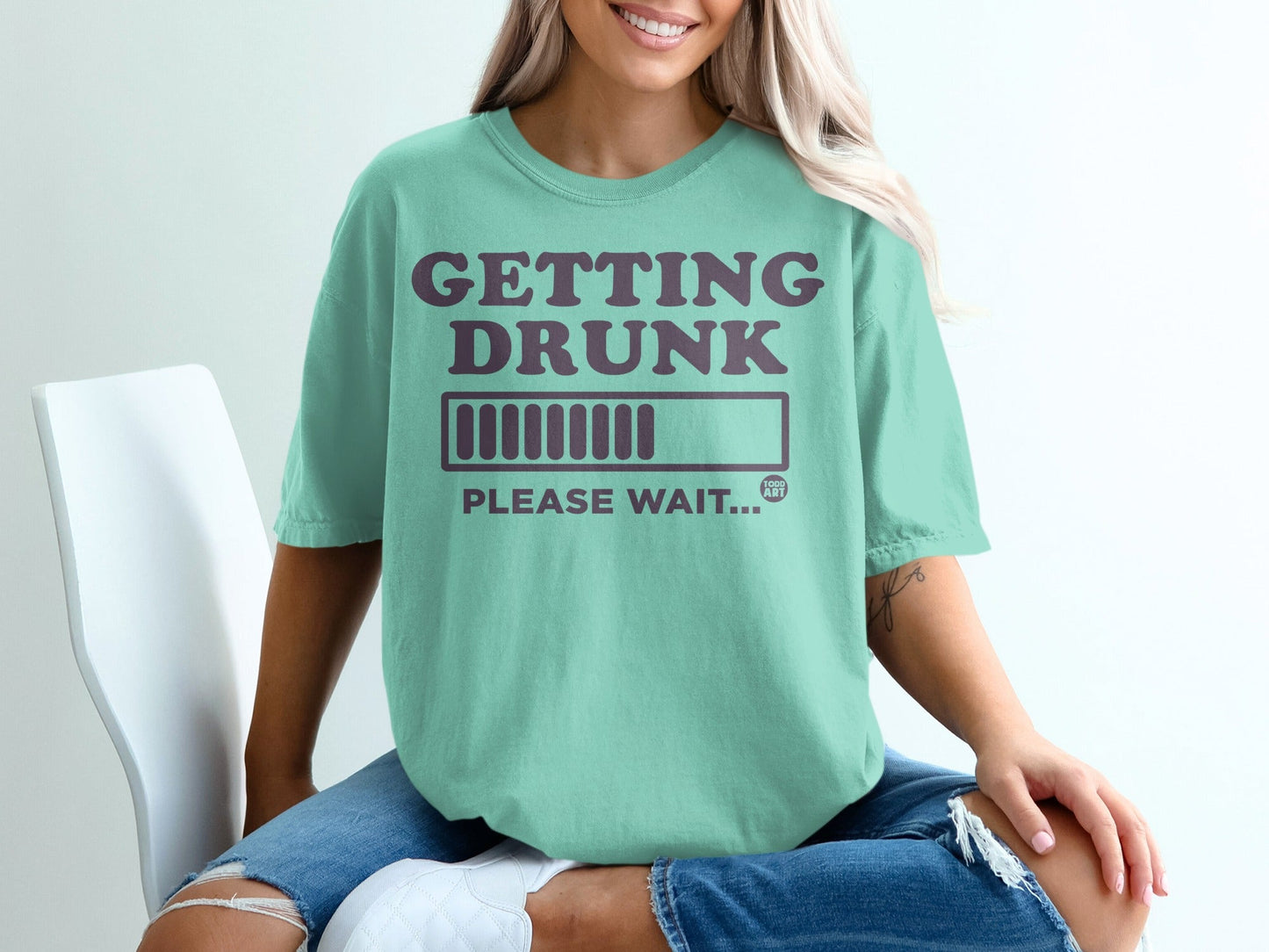 Getting Drunk Please Wait Graphic Tee Shirt