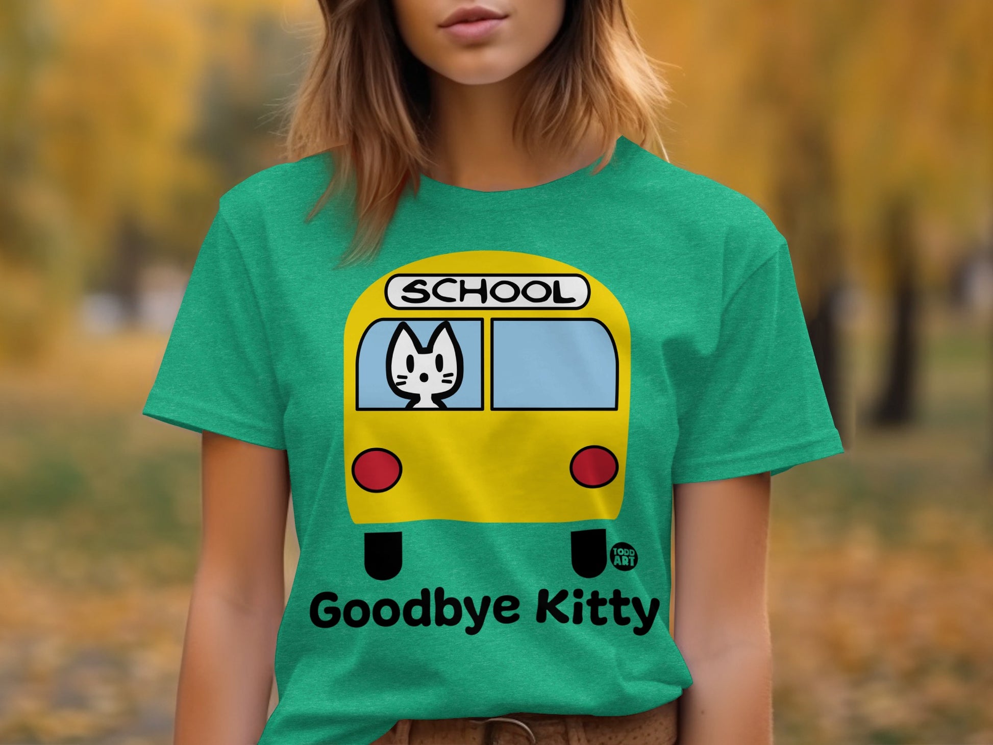 Goodbye Kitty School Bus Graphic T-Shirt