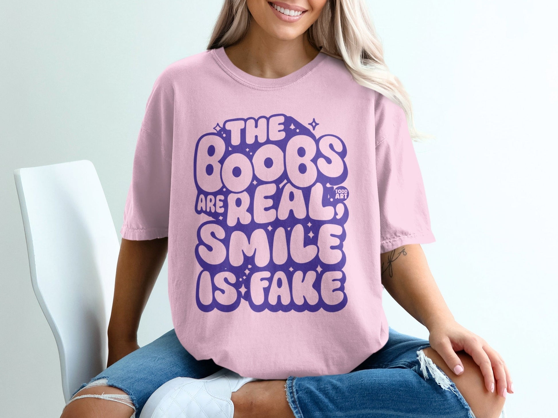 The Boobs Are Real Smile Is Fake Graphic Tee