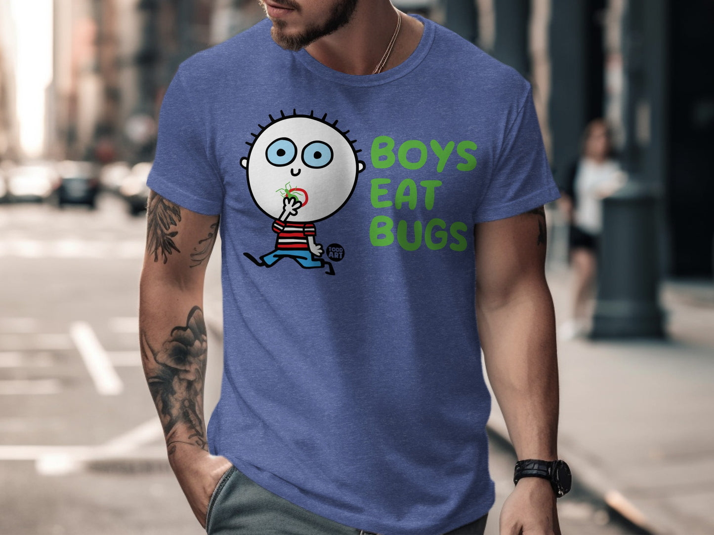 Funny Graphic Tee Boys Eat Bugs Design Shirt
