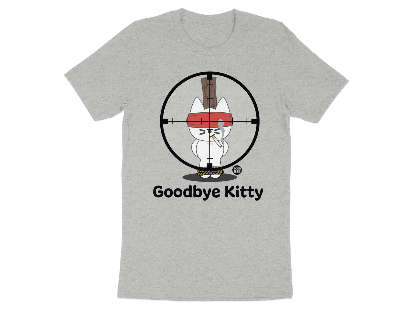 Goodbye Kitty Graphic Tee with Humorous Artwork