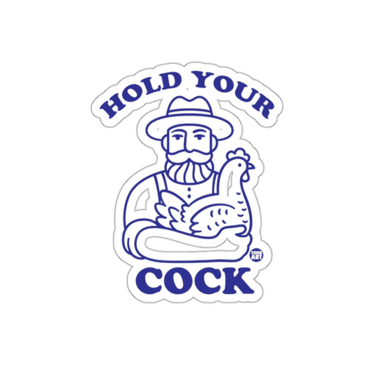 Hold Your Cock Sticker Blue and White Design