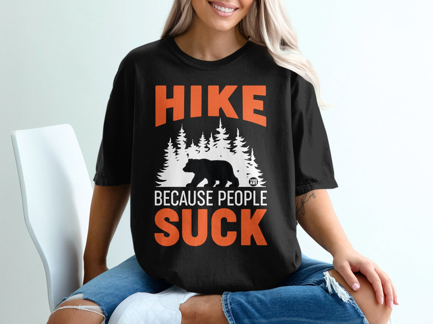Hike Because People Suck Bear Forest Graphic T-Shirt