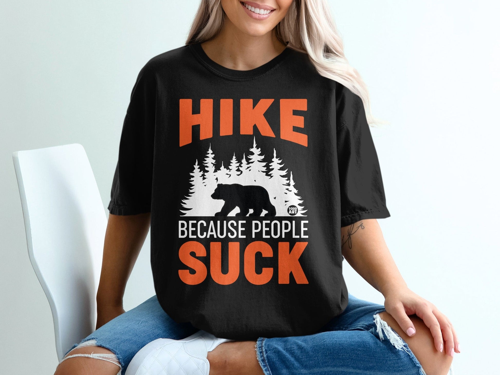 Hike Because People Suck Bear Forest Graphic T-Shirt
