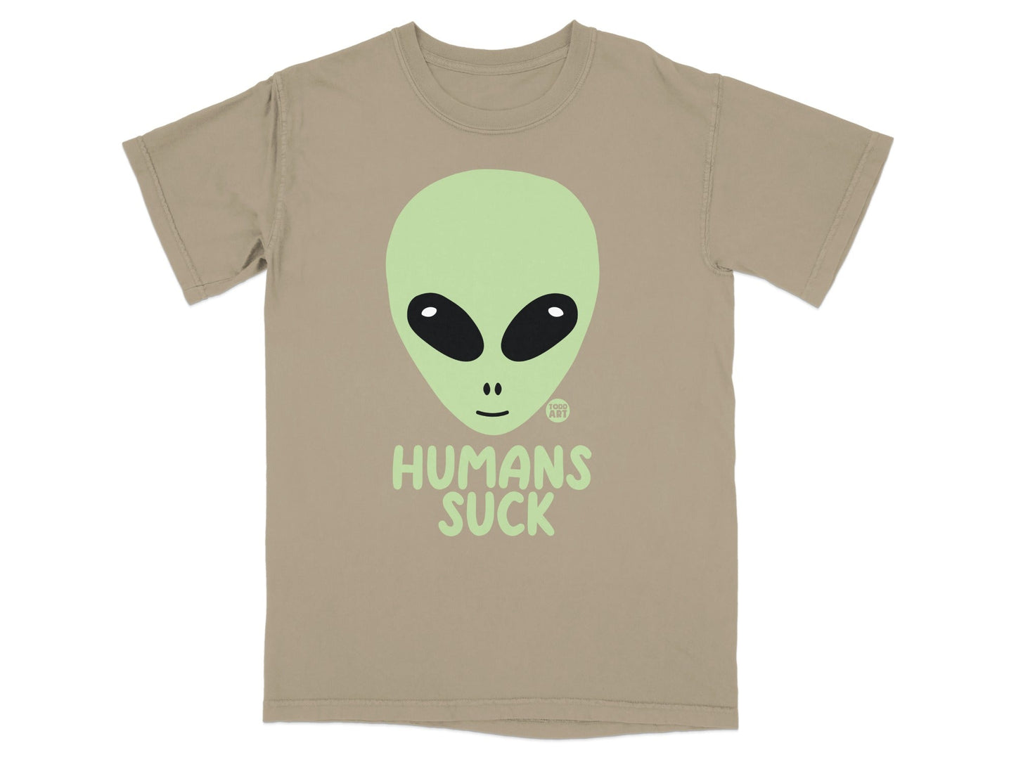 Humans Suck Alien Face Graphic Casual T-Shirt