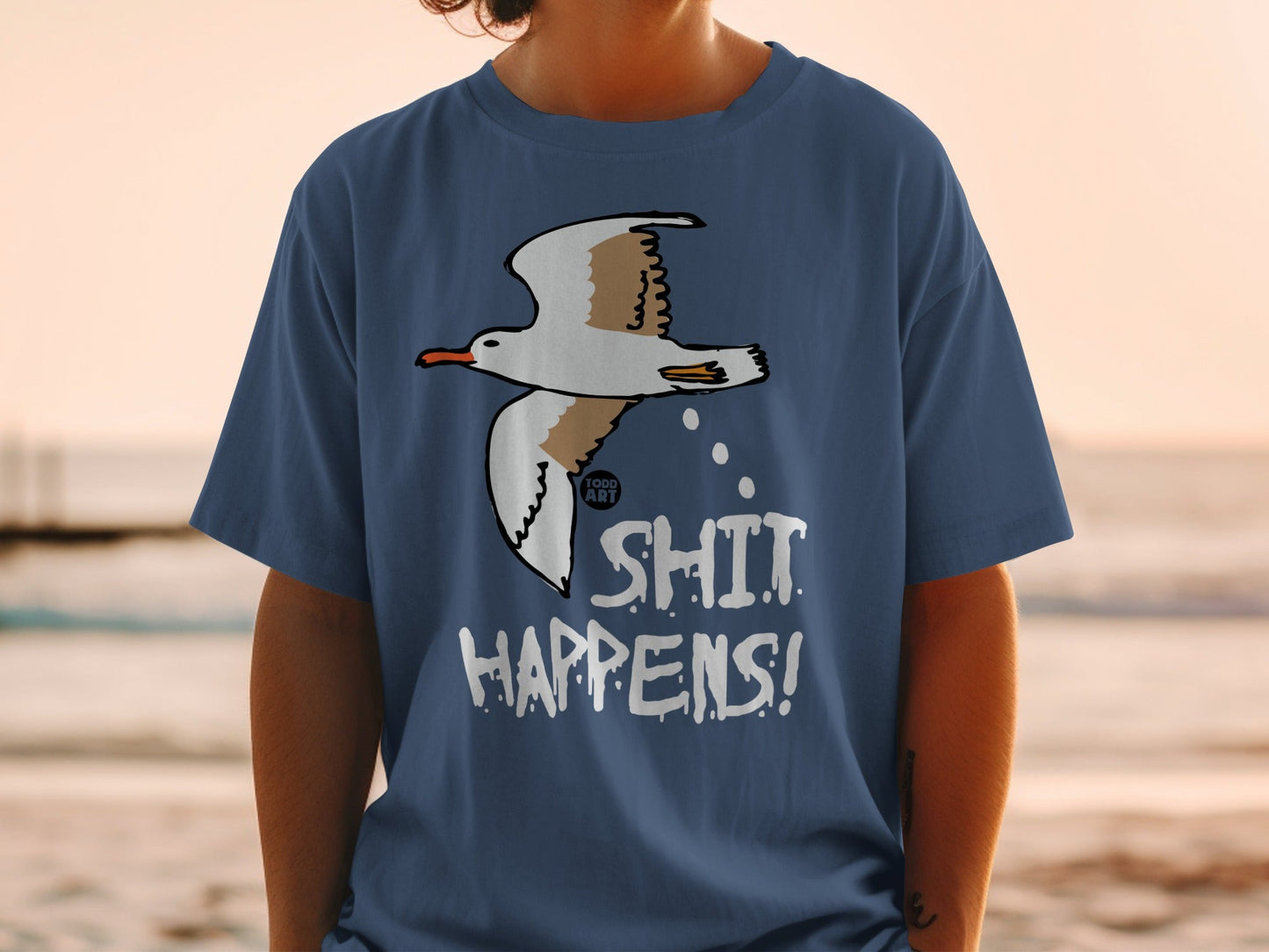 Seagull Shit Happens Funny Graphic T-Shirt