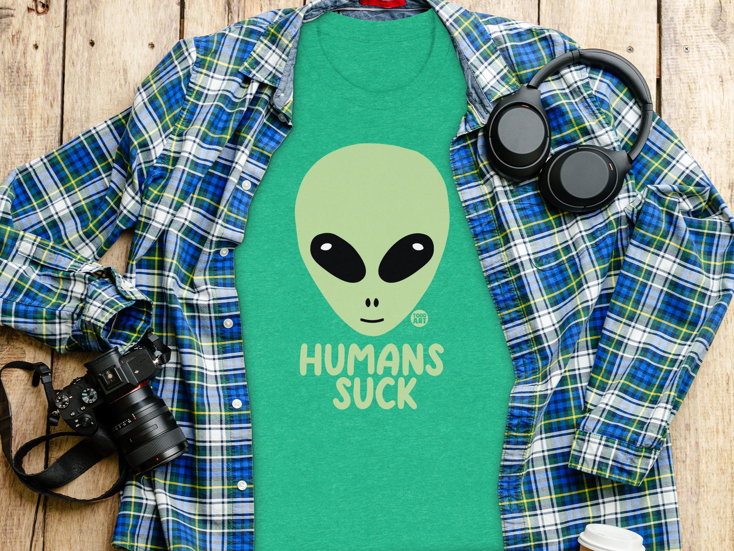 Alien Face Humans Suck Funny T-shirt