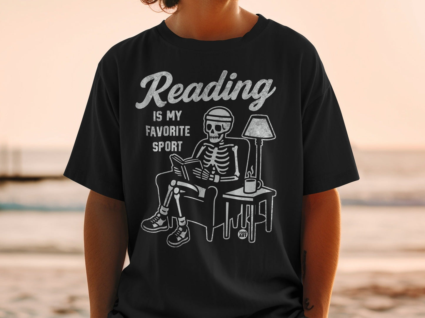 Reading Is My Favorite Sport Skeleton T-Shirt