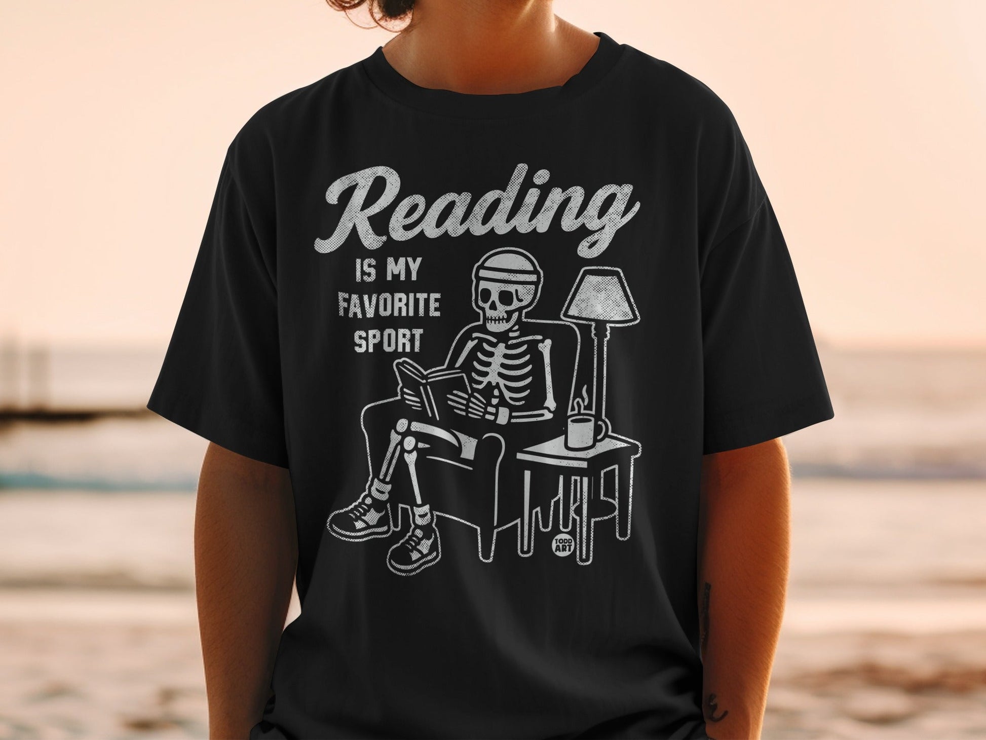 Reading Is My Favorite Sport Skeleton T-Shirt
