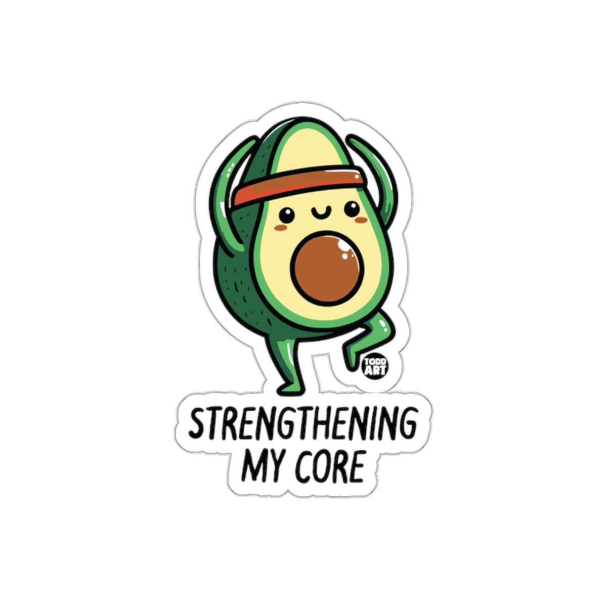 Strengthening My Core Cute Avocado Fitness Design Sticker