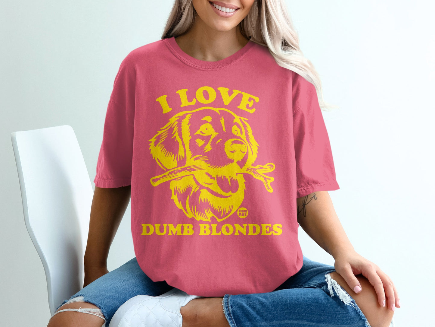 I Love Dumb Blondes Funny Graphic Tee Shirt