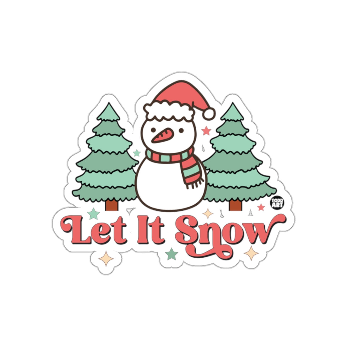 Let It Snow Snowman with Trees Sticker Product