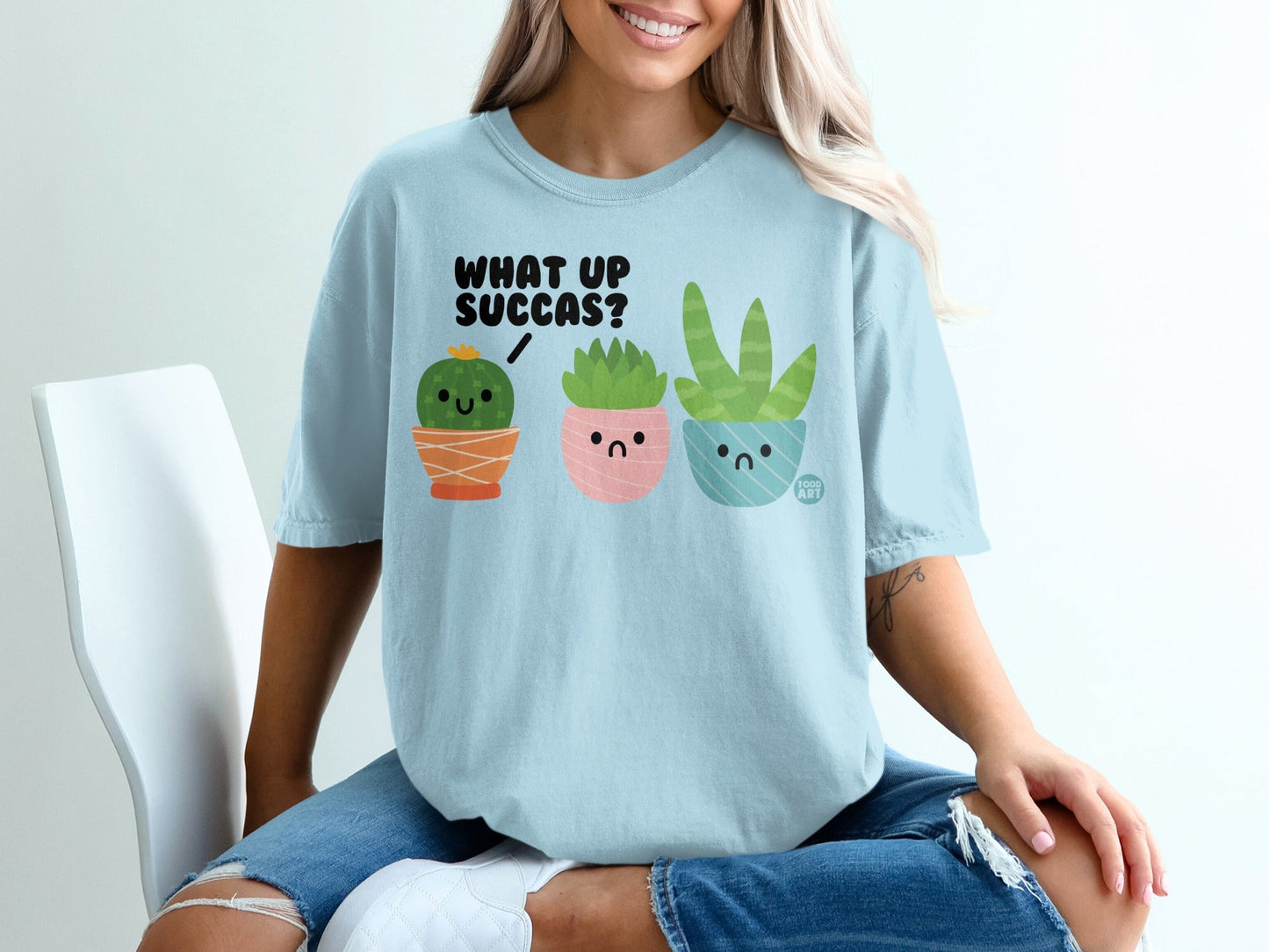 What Up Succas Cactus Graphic Tee Fun Plant Lover Shirt