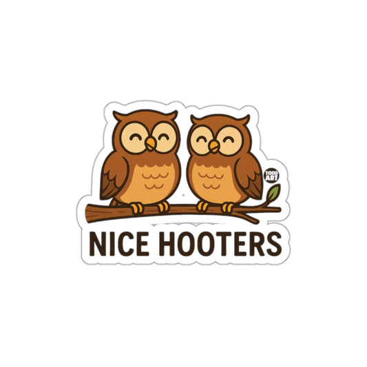 Nice Hooters Cute Cartoon Owls on Branch Image sticker