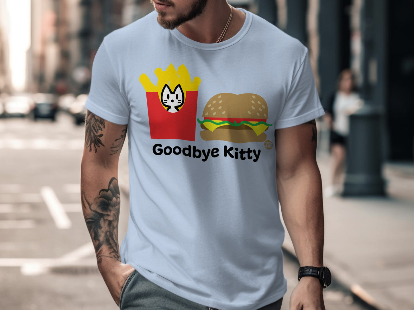 Goodbye Kitty Fast Food Cartoon Graphic T-Shirt