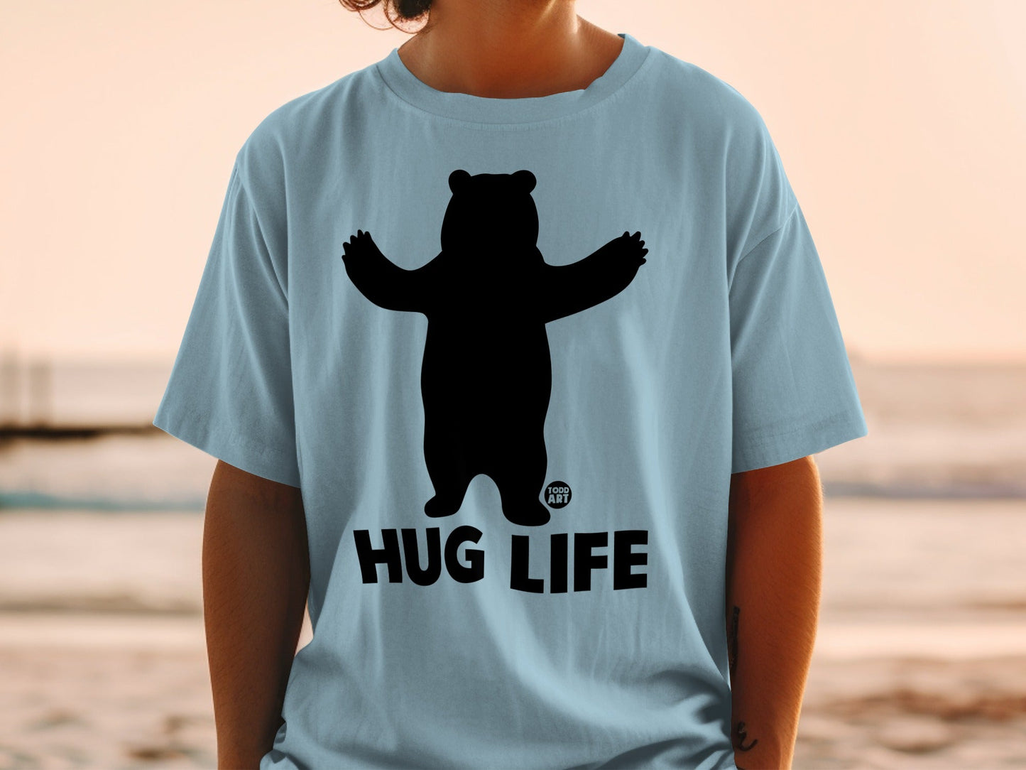 Hug Life Bear Silhouette Graphic T-Shirt