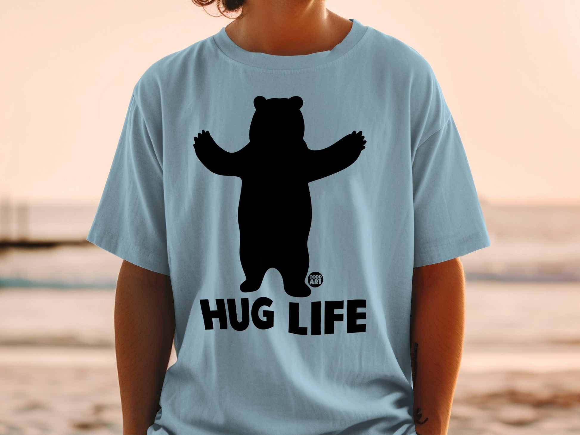 Hug Life Bear Silhouette Graphic T-Shirt