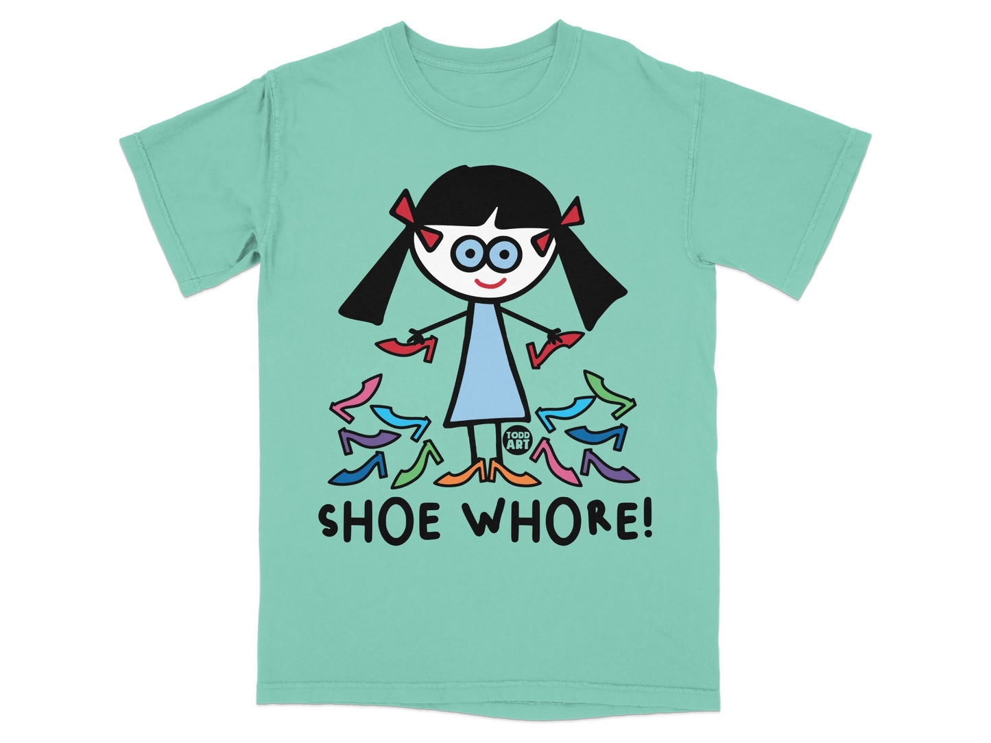 Shoe Whore! Funny Cartoon Graphic T-Shirt