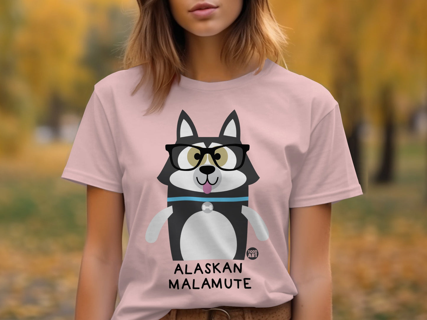 Cute Alaskan Malamute Cartoon Character T-Shirt