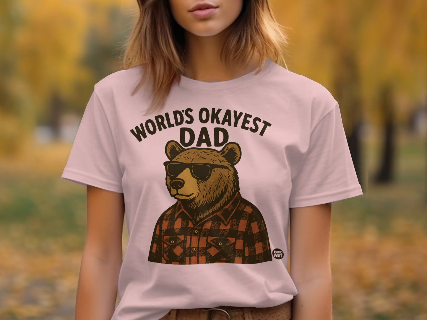 World's Okayest Dad Bear Art Funny T-shirt Design