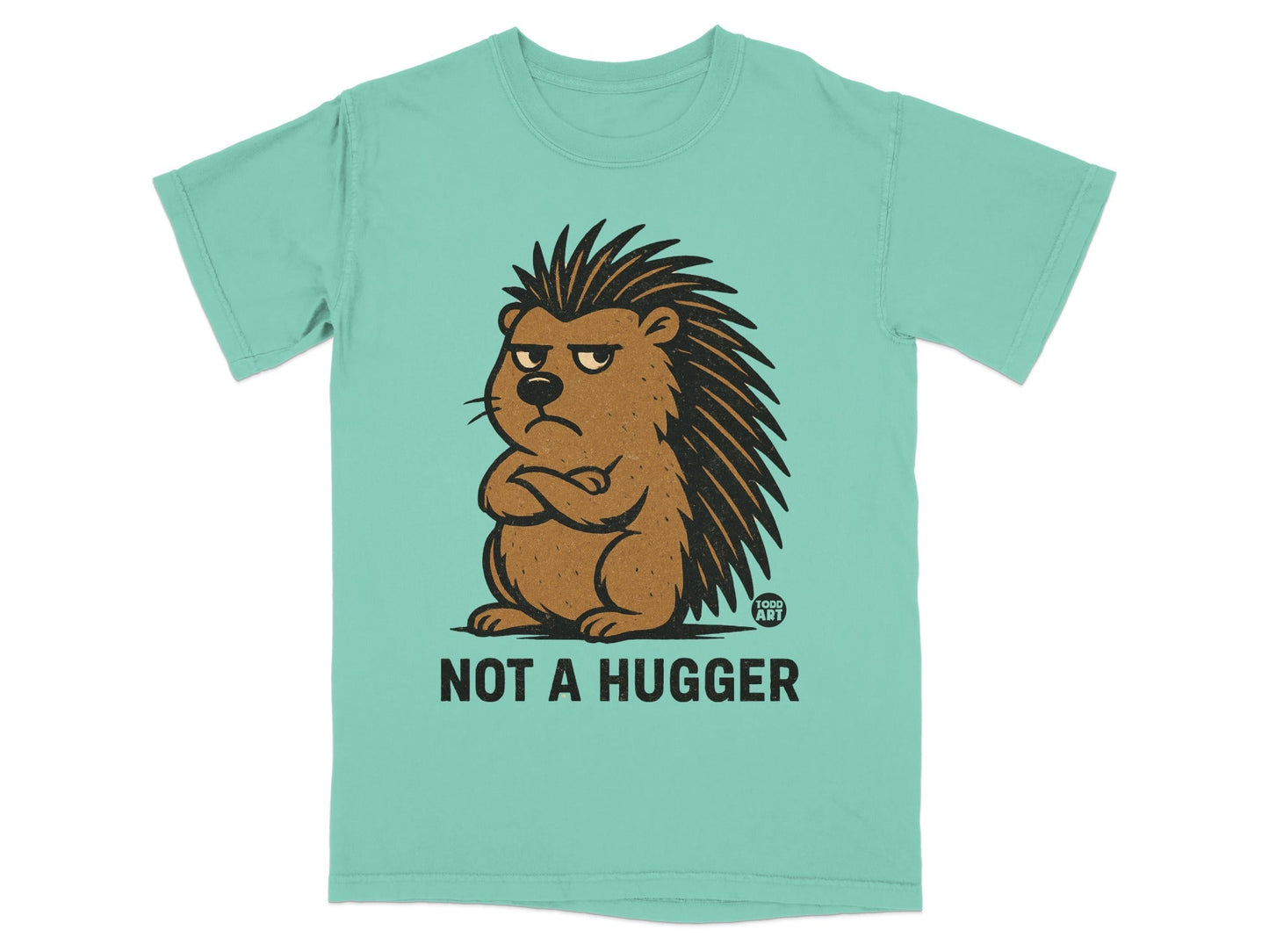Not A Hugger Funny Porcupine Graphic T-Shirt