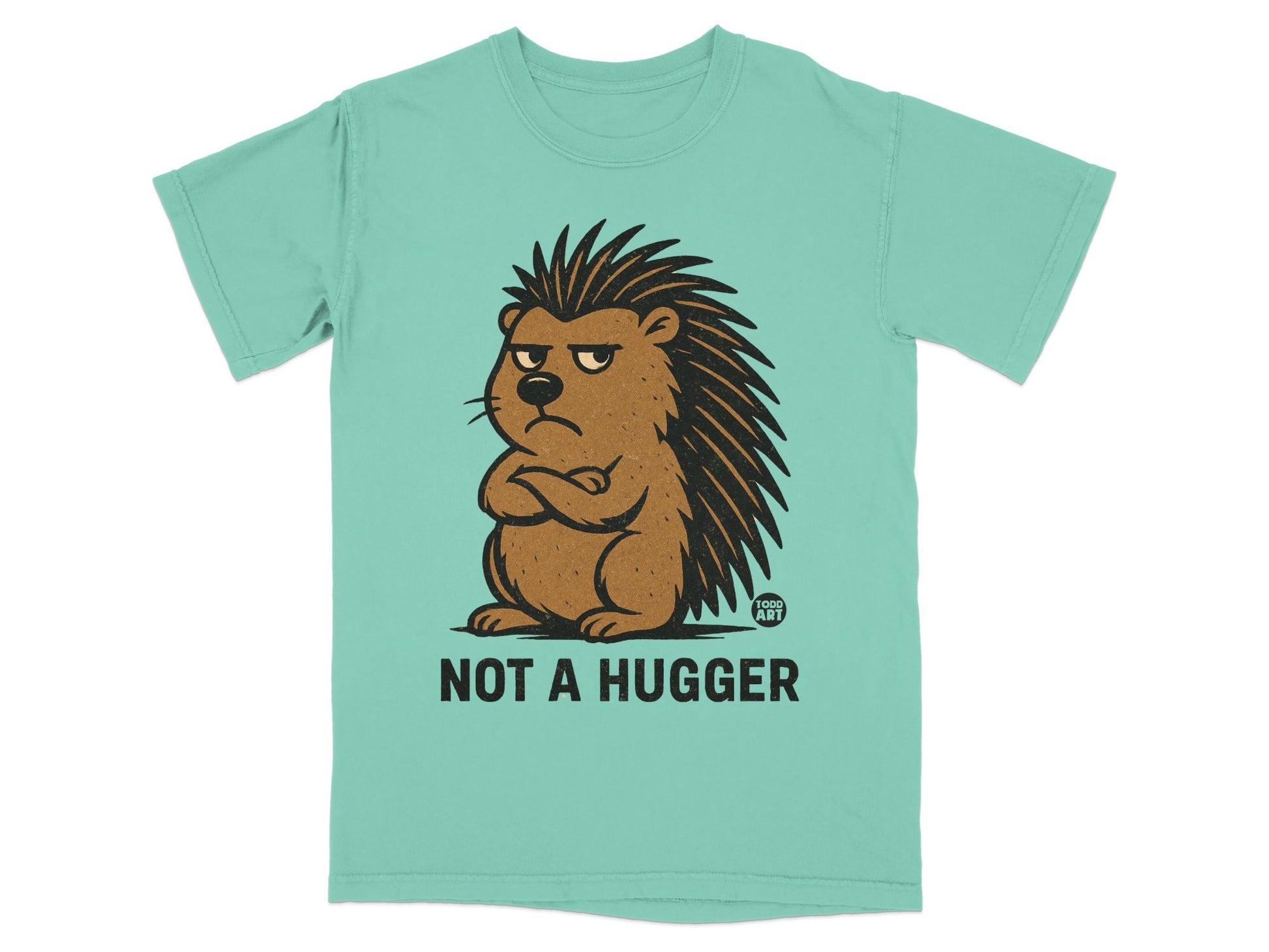 Not A Hugger Funny Porcupine Graphic T-Shirt