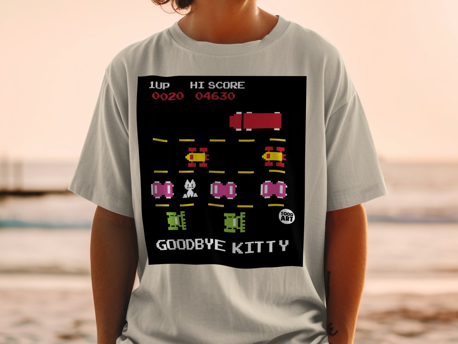 Retro Goodbye Kitty Video Game Graphic T-Shirt