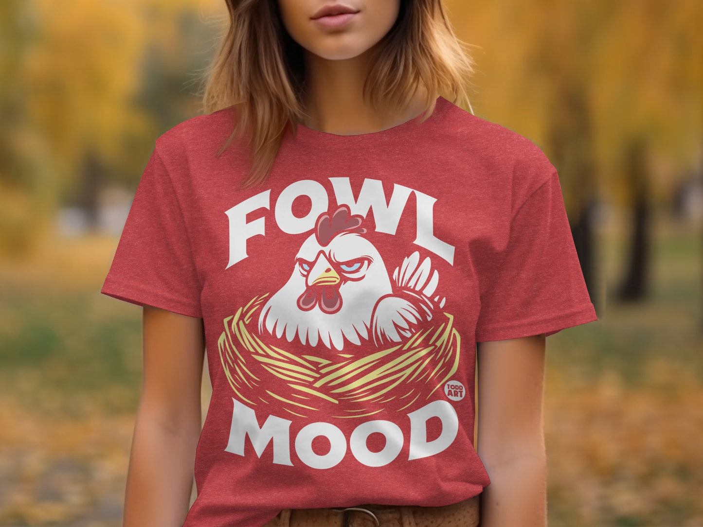 Fowl Mood Chicken Graphic Red T-shirt Product