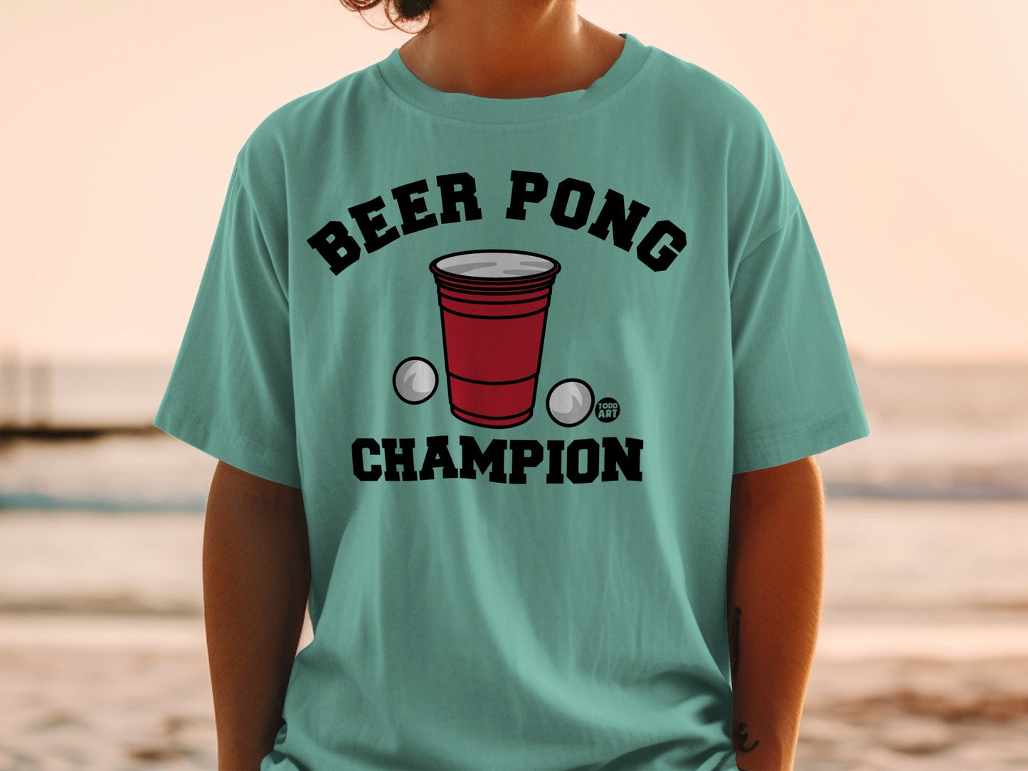Beer Pong Champion Graphic T-Shirt Fun Party Apparel