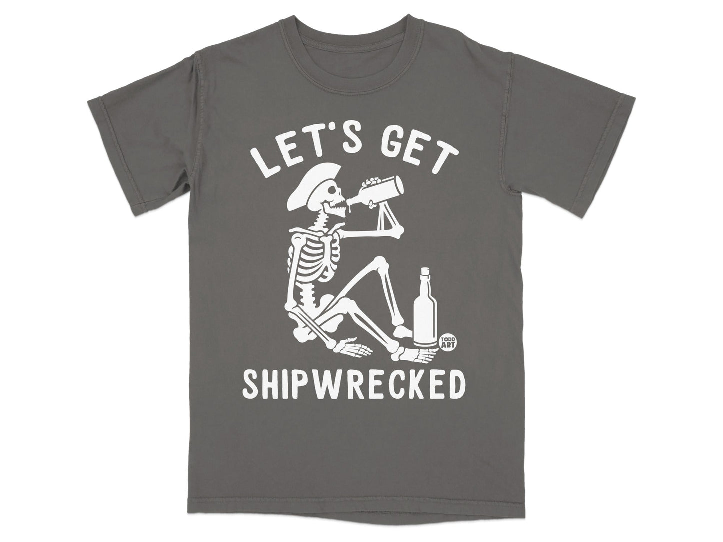 Let's Get Shipwrecked Skeleton Pirate Graphic T-Shirt