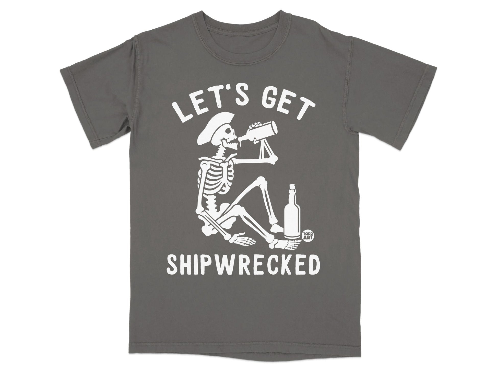 Let's Get Shipwrecked Skeleton Pirate Graphic T-Shirt