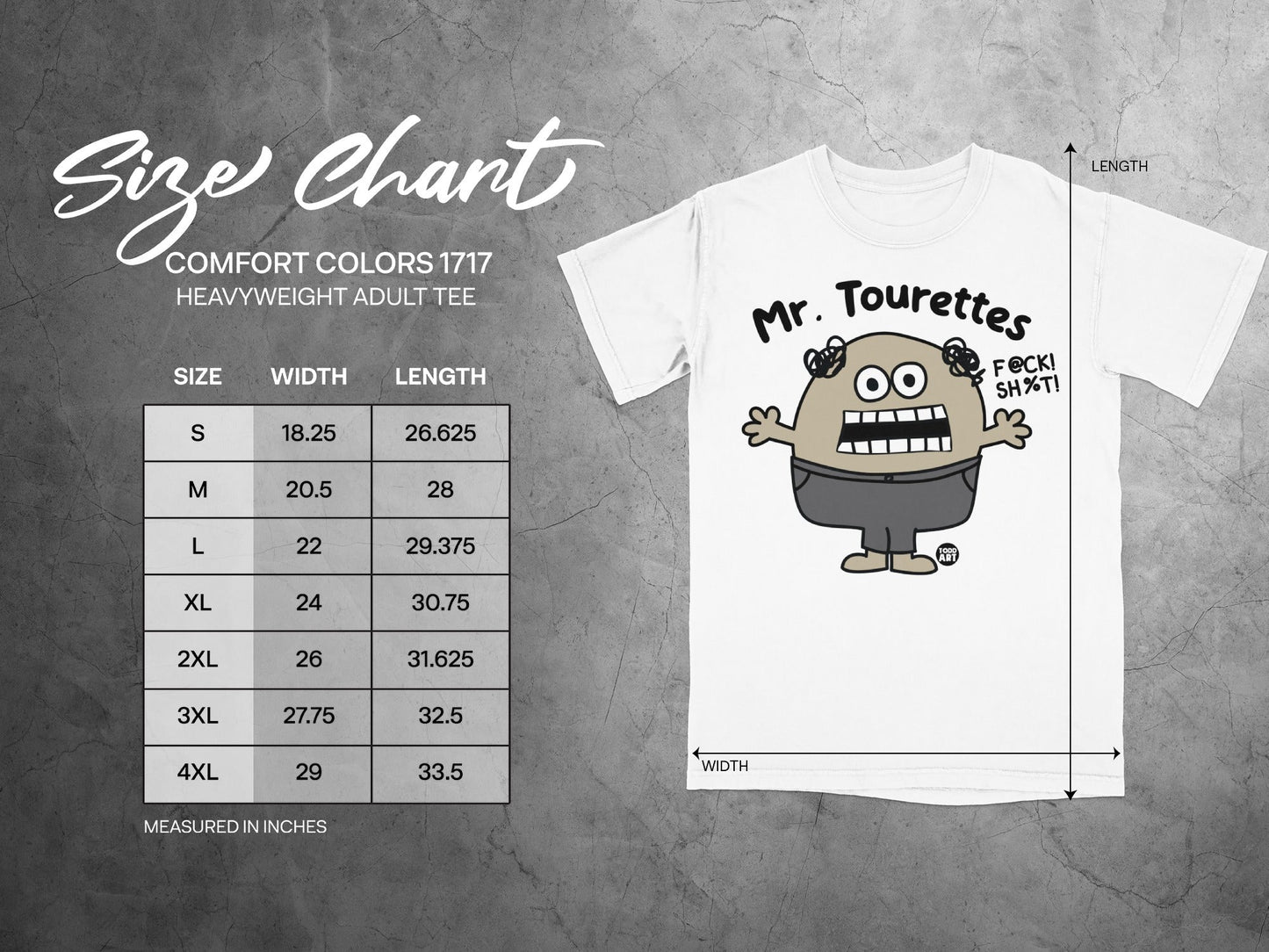 Mr. Tourettes Funny Graphic Heavyweight Adult Tee