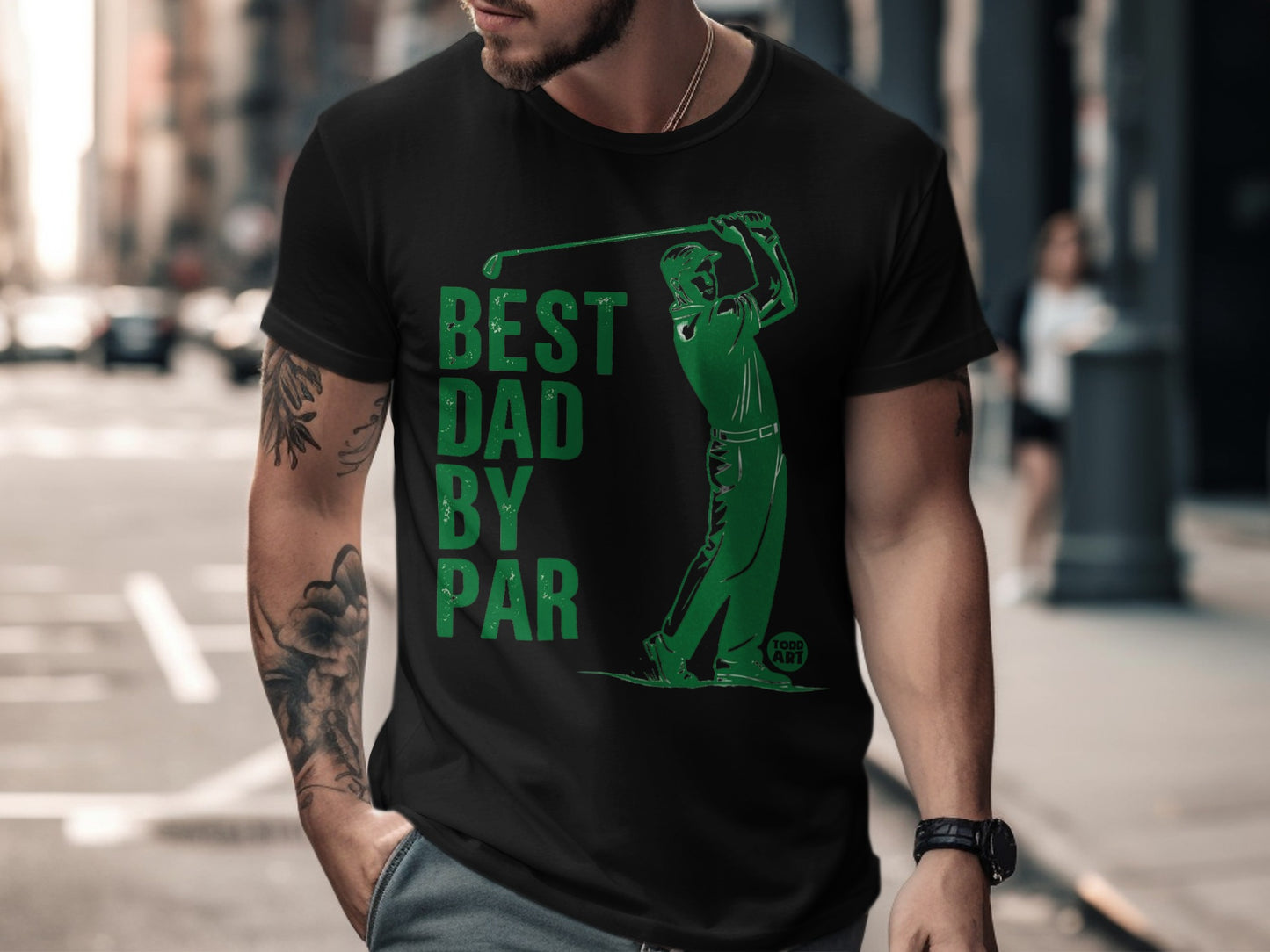Best Dad By Par Funny Golfing Graphic Tee Shirt