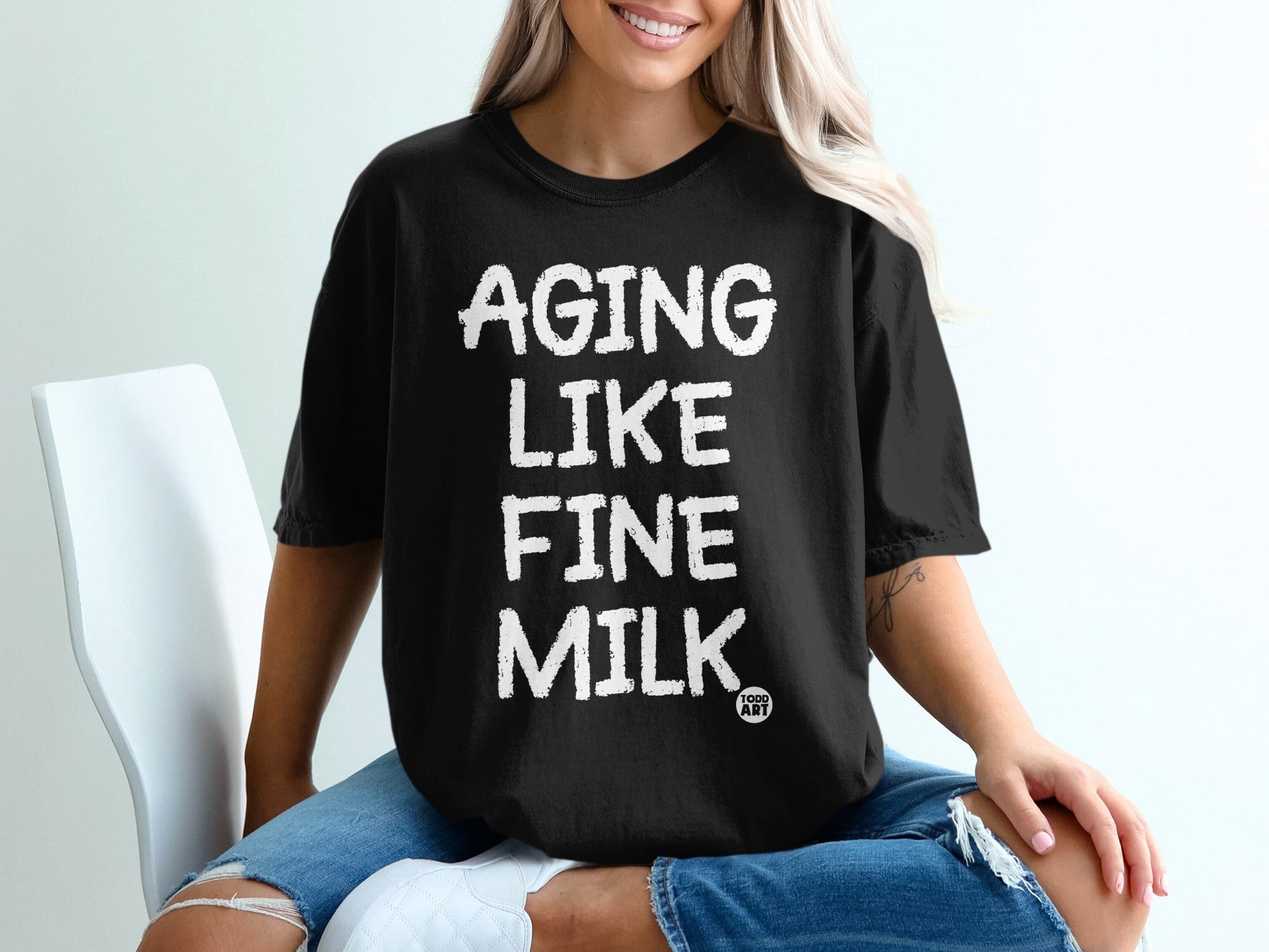 Aging Like Fine Milk Graphic Tee Shirt for Men Women