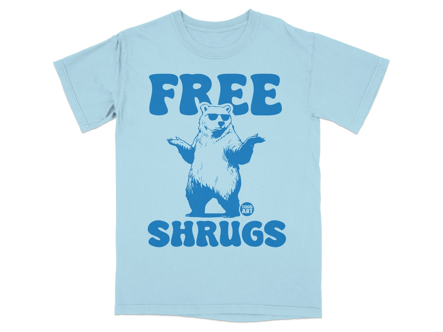 Free Shrugs Graphic Bear T-Shirt Fun Casual Tee