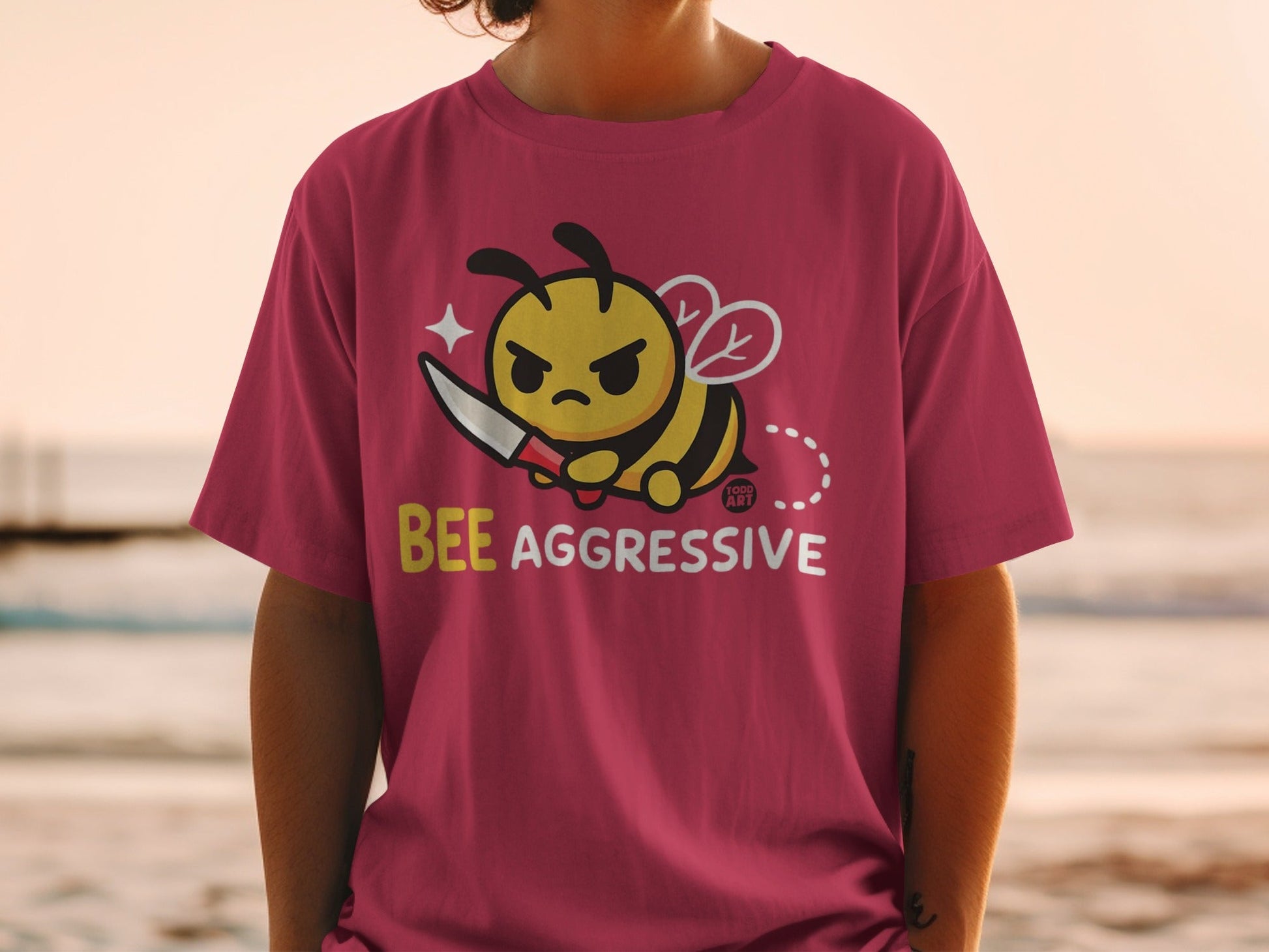 BEE AGGRESSIVE Adorable Angry Bee Graphic T-Shirt