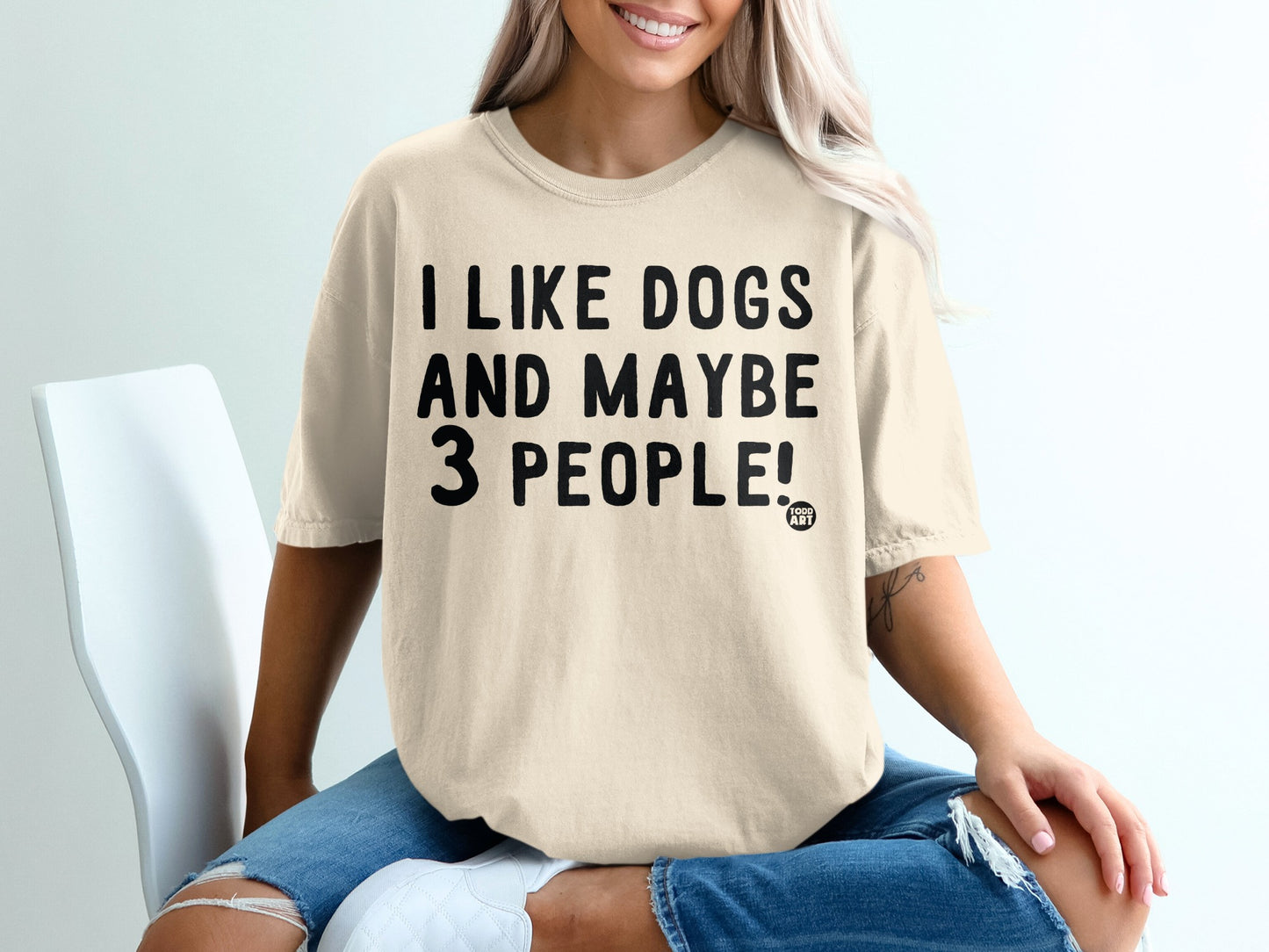 I Like Dogs And Maybe 3 People Funny Printed T-Shirt