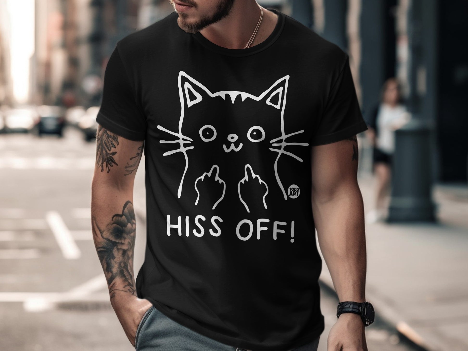 Hiss Off Cat With Attitude Graphic Design Shirt
