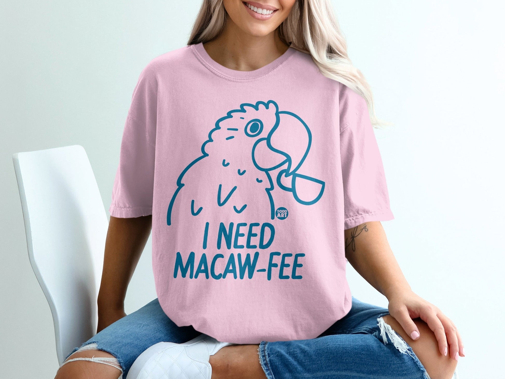 I Need Macaw-Fee Parrot Graphic Tee Shirt for Bird Lovers