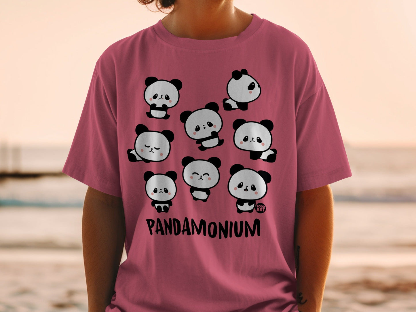 Cute Cartoon Panda Pandamonium Graphic T-Shirt